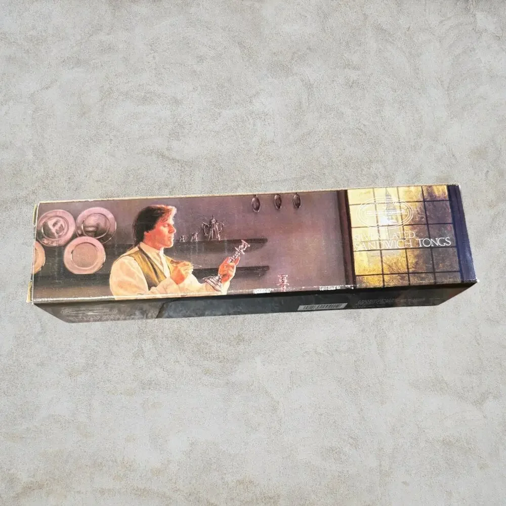 Vintage 1987 Godinger Paul Revere Silverplate Sandwich Tongs 401 NOS Box